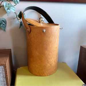 • Vintage Guardsman Mid-Century Leather Ice Bucket • (Flaws Noted)